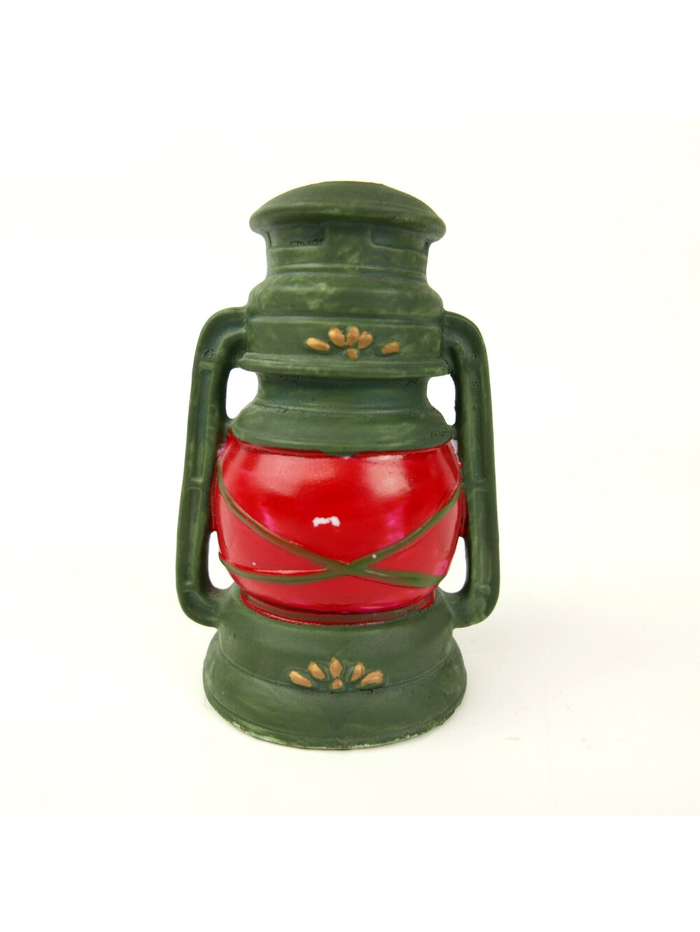 Vintage Jasco Lantern Country Kitchen Porcelain Bell 3.9" Christmas Green Red